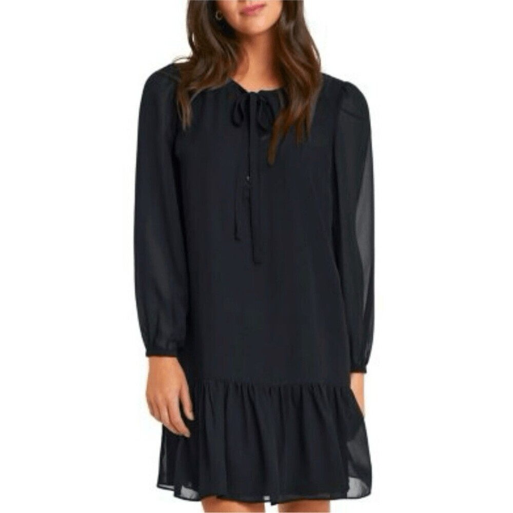 Draper James Plus Size Black Long Sleeve Loose Fit Flowy Shift Dress. Size XXL.